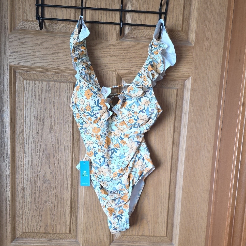 Floral Ruffle Swimsuit with Tie Detail